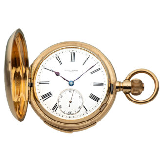 Swiss 18K gold hunting cased keyless pocket watch Circa 1900