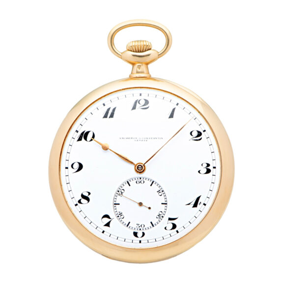 Swiss 18K yellow gold open faced keyless pocket watch Circa 1930
