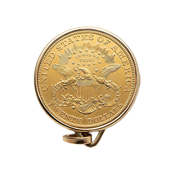 Fine Swiss 18K gold Twenty Dollar coin watch Circa 1980 Fine Swiss 18K gold Twenty Dollar coin watch Circa 1980
