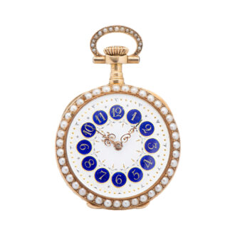 Swiss gold pendant watch studded with half pearls Circa 1898