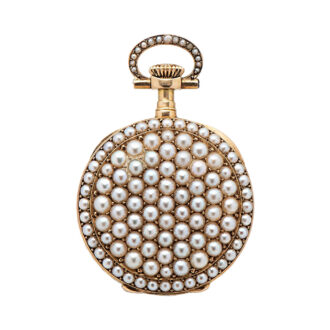 Swiss gold pendant watch studded with half pearls Circa 1898