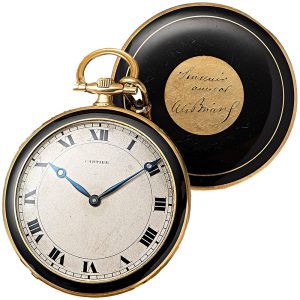 French onyx and enamel lever dress pocket watch Circa 1920