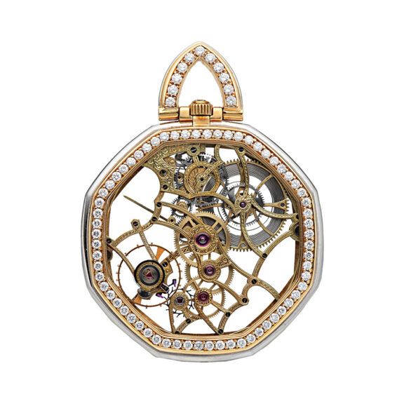 Swiss emerald and diamond, skeletonized watch Circa 1980 Swiss emerald and diamond, skeletonized watch Circa 1980