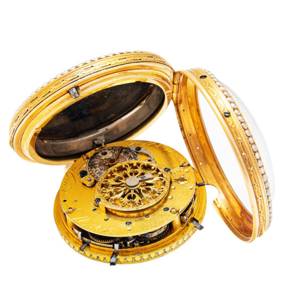 Swiss gold enamel pearl-set repeating watch Circa 1790 Swiss gold enamel pearl-set repeating watch Circa 1790