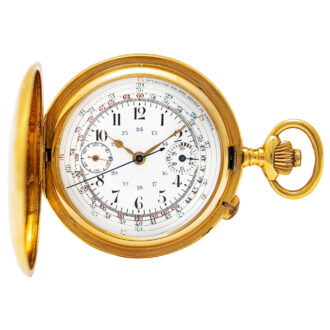 Swiss gold chronograph watch with telemetric scale Circa 1920