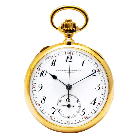 Swiss 18K gold watch with split-seconds chronograph Circa 1907