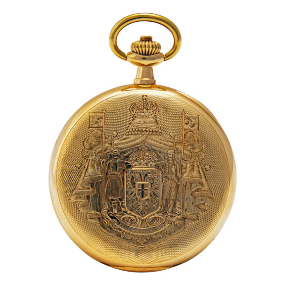 Swiss gold chronograph pocket chronometer with register Circa 1911 Swiss gold chronograph pocket chronometer with register Circa 1911