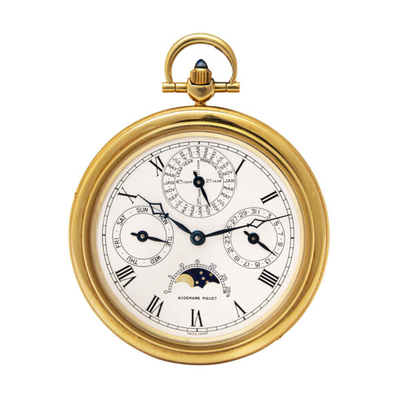 Rare Swiss 18K gold complicated pocket watch Circa 1985