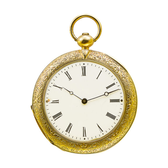 Very fine Swiss 18K gold cabriolet pocket watch Circa 1855