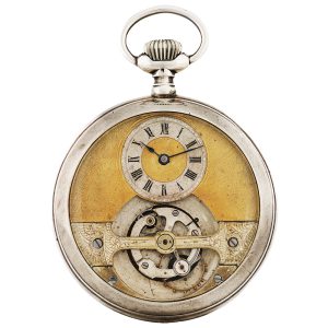 Swiss silver keyless lever tourbillon pocket watch Circa 1910