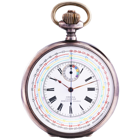 Swiss stainless steel pocket tachymeter chronograph Circa 1907