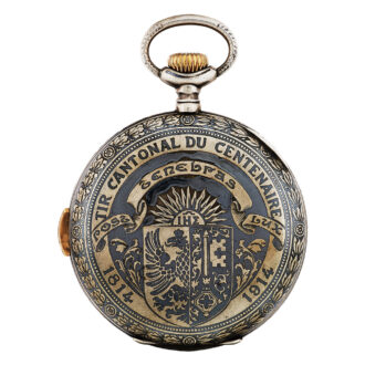 Swiss rare niëllo-silver quarter repeating pocket watch Circa 1914