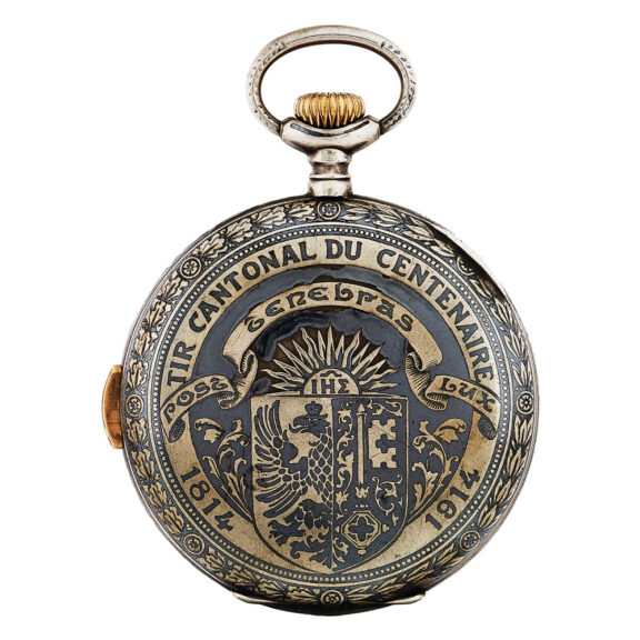 Swiss rare niëllo-silver quarter repeating pocket watch Circa 1914 Swiss rare niëllo-silver quarter repeating pocket watch Circa 1914