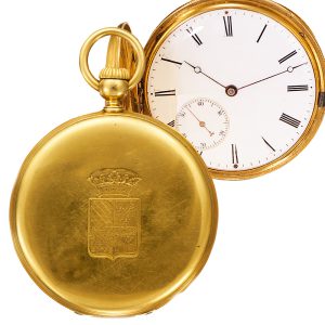Swiss full hunter with eccentric subsidiary seconds Circa 1854
