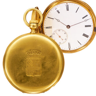 Swiss full hunter with eccentric subsidiary seconds Circa 1854