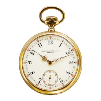Swiss 18K pink gold open faced pocket watch Circa 1900