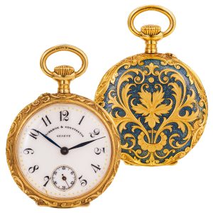 Swiss gold enamel Art Nouveau pendant watch Circa 1900