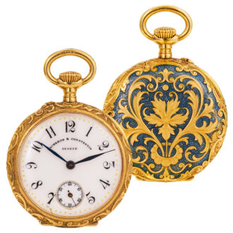 Swiss gold enamel Art Nouveau pendant watch Circa 1900