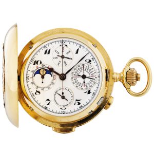 Swiss gold complicated hunting cased lever watch Circa 1910