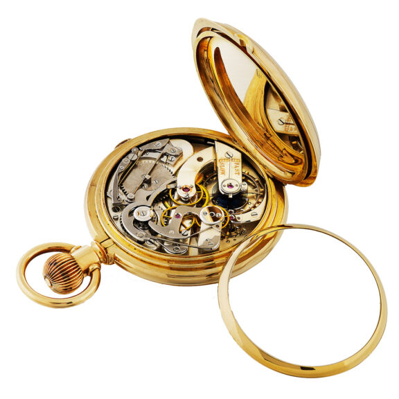 Swiss gold split-seconds full hunter chronograph Circa 1890-1900 Swiss gold split-seconds full hunter chronograph Circa 1890-1900