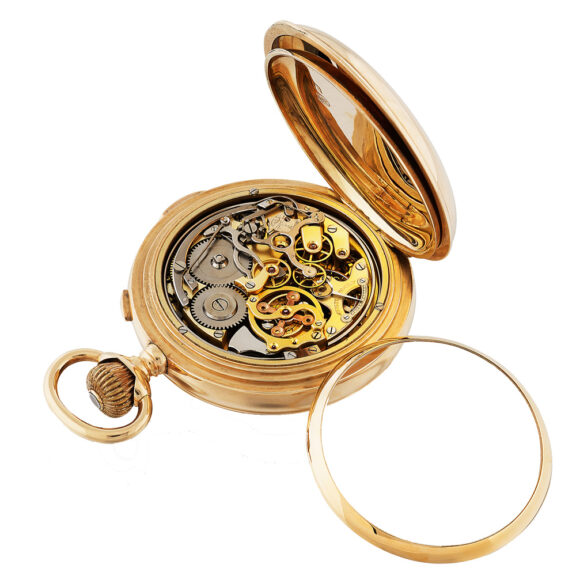 Swiss 14K gold minute repeating calendar watch Circa 1900 Swiss 14K gold minute repeating calendar watch Circa 1900