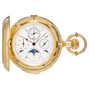 Swiss repeating calendar watch with chronograph Circa 1892