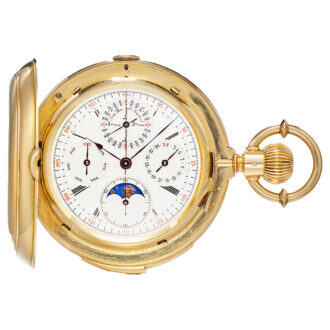Swiss repeating calendar watch with chronograph Circa 1892