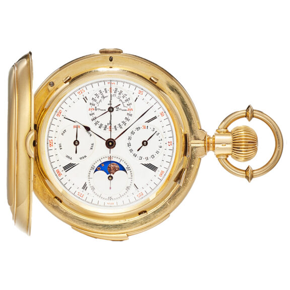 Swiss repeating calendar watch with chronograph Circa 1892