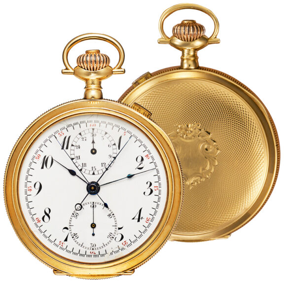 Swiss 14K gold lever split-seconds chronograph Circa 1920