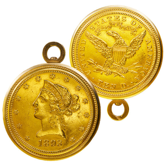 Swiss 18K gold Ten Dollars Liberty 1893 watch Circa 1975-1980 Swiss 18K gold Ten Dollars Liberty 1893 watch Circa 1975-1980