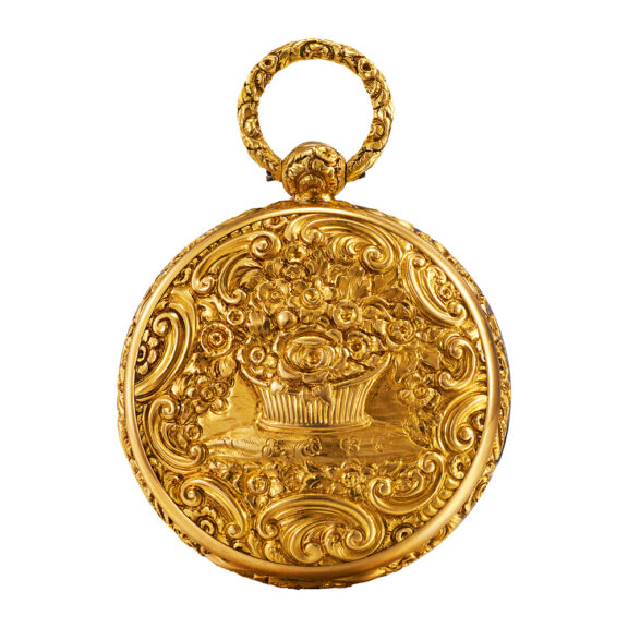Swiss 18K gold chiselled and engraved dress watch Circa 1830-1850 Swiss 18K gold chiselled and engraved dress watch Circa 1830-1850