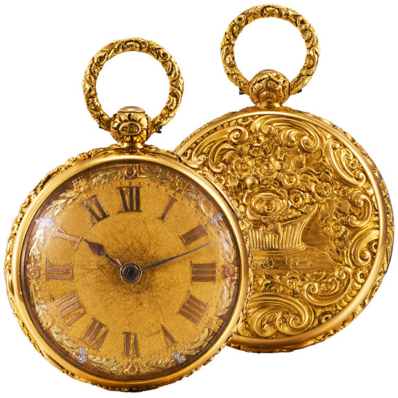Swiss 18K gold chiselled and engraved dress watch Circa 1830-1850