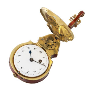 Gold and enamel cello shape form pendant watch Circa 1830-1840