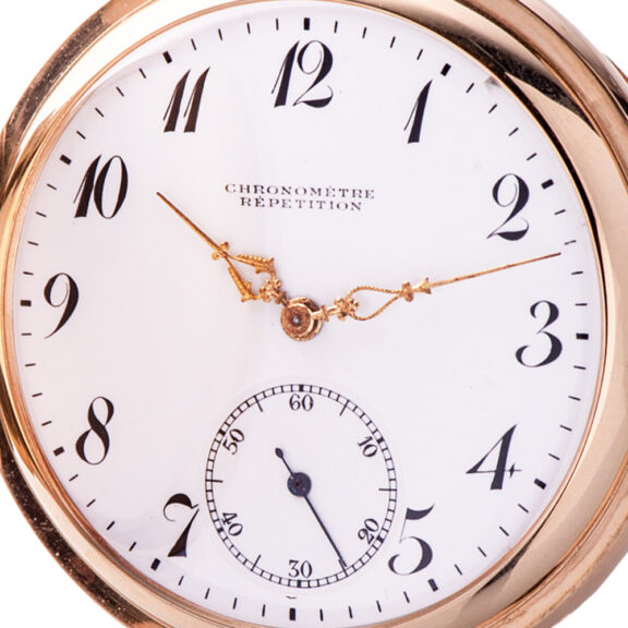 Swiss 18K gold quarter repeating pocket chronometer Circa 1910 Swiss 18K gold quarter repeating pocket chronometer Circa 1910
