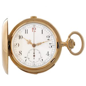 Swiss gold hunting cased repeating chronograph Circa 1910-1920