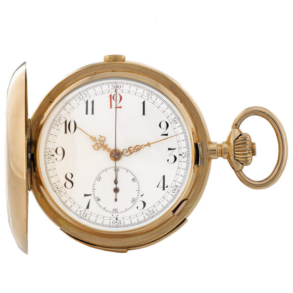Swiss gold hunting cased repeating chronograph Circa 1910-1920