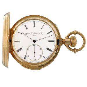 Swiss gold hunting cased repeating pocket watch Circa 1880-1885