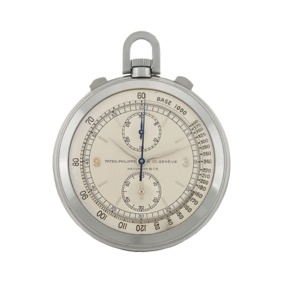 Swiss stainless steel pocket watch with chronograph Circa 1939