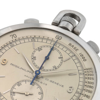 Swiss stainless steel pocket watch with chronograph Circa 1939