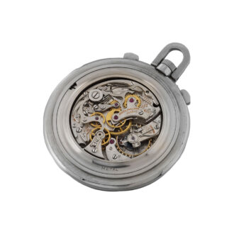 Swiss stainless steel pocket watch with chronograph Circa 1939