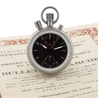 Swiss split-seconds chronograph for sports timing Circa 1965