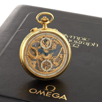 Swiss gold skeletonized split-seconds chronograph Circa 1980
