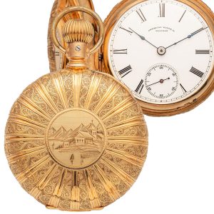 American 14K gold full hunter pocket watch Circa 1885
