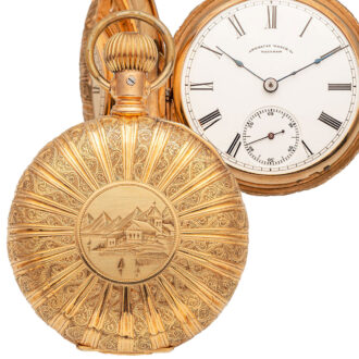 American 14K gold full hunter pocket watch Circa 1885
