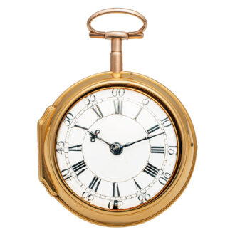 English 22K yellow gold pair-cased pocket watch Circa 1755-1758