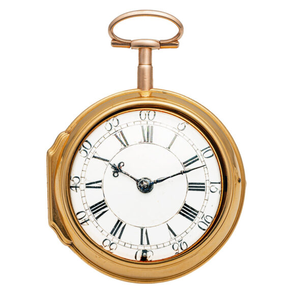 English 22K yellow gold pair-cased pocket watch Circa 1755-1758