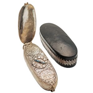 Silver Italian oblong-shaped revival watch with cover Circa 1970