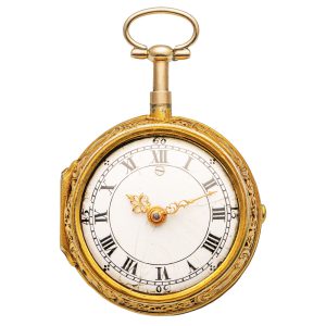 German gilded silver pair cased repeating verge pocket watch Circa 1760