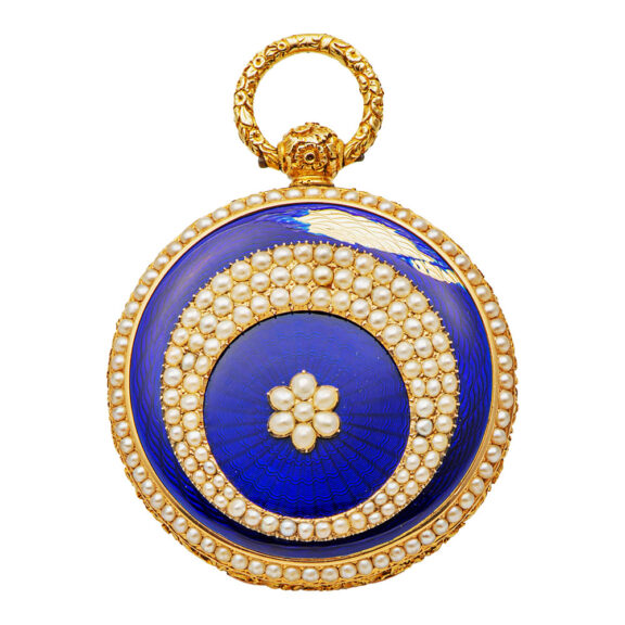 English gold and enamel pearl-set pocket watch Circa 1820 English gold and enamel pearl-set pocket watch Circa 1820