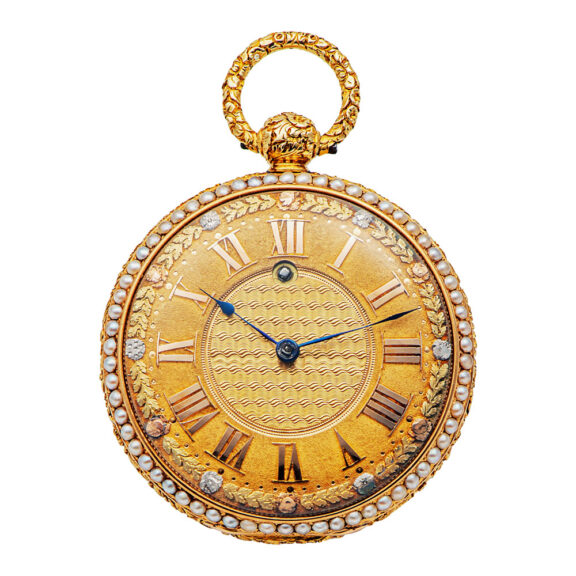 English gold and enamel pearl-set pocket watch Circa 1820 English gold and enamel pearl-set pocket watch Circa 1820